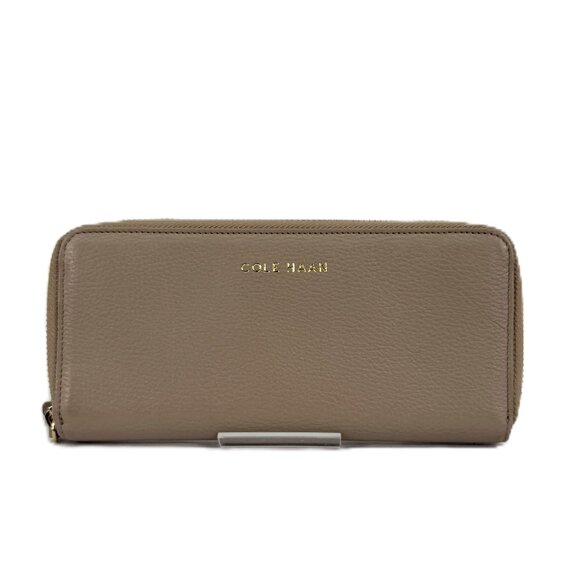Cole Haan Continental Zip Around Leather Wallet Maple Sugar - Picture 1 of 11